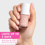 Olive & June Quick Dry Nail Polish | Instant, Fast-Drying, Smudgeproof Color | 15-free, Vegan, Cruelty-Free Formula | Lasts up to 5 Days | Salon-Quality Manicure Pedicure at Home | Poodle Pink Neutral