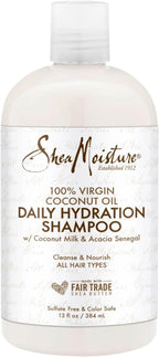 SheaMoisture Virgin Coconut Shampoo, Daily Hydration – Color-Safe Formula with Organic Shea Butter for All Types, Curly Hair Care, 13 Oz
