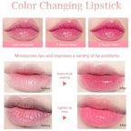 evpct 3Pcs Magic Color Changing Lipstick Long Lasting Waterproof 24 Hours Original for Women, Peach Strawberry Grape Pink PH Mood Permanent Color Changing Lipstick Lip Balm Gloss, labial magico