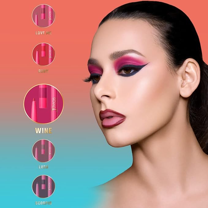 Juvia's Place Coffee Shop Luxe Lip Liner: Wine - Colorstay Matte Finish Lip Pencil, Makeup for Natural Long Lasting Beauty and Sensational Wear, Lip Stain Kiss Proof Cometics