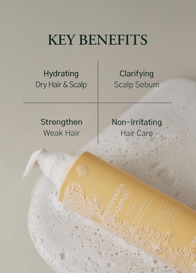 laferme Laminaria Shampoo with Organic Ingredient, Korean Clarifying Shampoo, Hydrating for Dry Hair, Strengthening for Weak Hair, Sulfate & Paraben-Free, for Women & Men, 33.8 FL OZ, White Musk