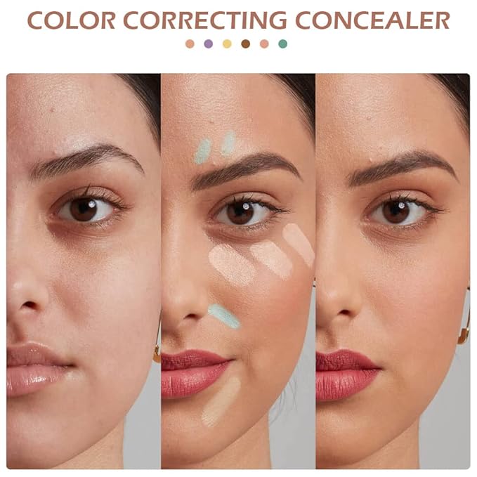 6 Color Correcting Concealer Palette With Concealer Brush, Correcting