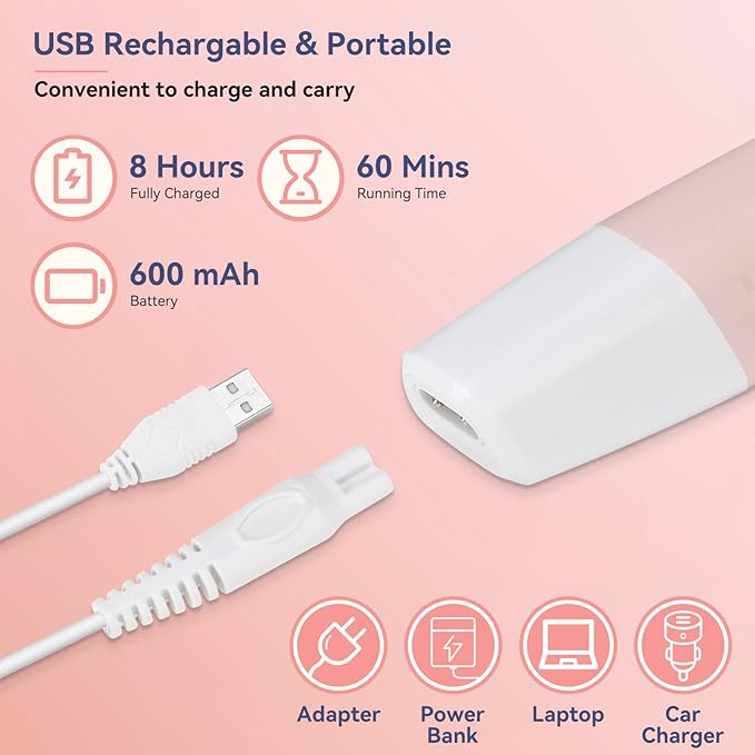 Face Razors for Women, BestMal Bikini Trimmer 5 in 1 Wet/Dry Electric Shaver Razors for Face Nose Eyebrow Beard Mustache Arm Leg Armpit Pubic Area Painless Rechargeable Facial Hair Removal for Women