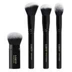 LORYP 4 Pcs Full Face Professional Makeup Brushes Set with Retractable Kabuki Airbrush For Powder,Liquid,Cream,Angled Blush Brush, Foundation Brush, Tapered Highlight Brush