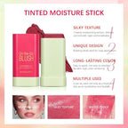 Soft Creamy Blush Stick,On-the-Go Blush,2-in-1 Cheek and Lip Tint,Waterproof Hydrating Solid Natural Moisture Smooth Blendable Matte Finish Face Blush Makeup,02 hot red
