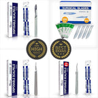 Disposable #15 Scalpel Blades, Sterile Pack of 20 Dermaplaning Blades with Plastic Scalpel Handle, Surgical Knife Scalpel for School Science, High Carbon Steel Dermablade Surgical Blades