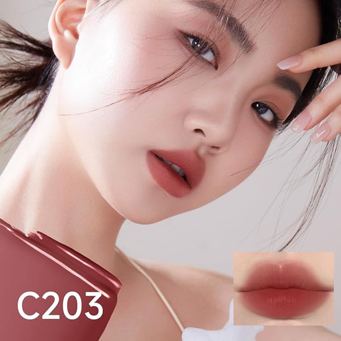 Hydrating Lip Serum Cream, Longlasting Moisturizing, Lightweight Lip Gloss, Semi-Matte Lipstick with Vitamin E, Crithmum Maritimum Essential oil, C203