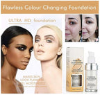 30ML Flawless Colour Changing Warm Skin Tone Foundation,Naturally Blends Moisturizing foundation makeup,Long Lasting Waterproof Poreless Liquid Foundation SPF 15 for Face Makeup