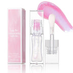 Magic Color Changing Lip Oil Ph, Glitter Lip Gloss, Upgraded Big Brush Head Moisturizing Lip Oil Long Lasting Nourishing Lip Glow Oil Non-Sticky Primer Lip Tint (# 01, 0.3 Oz)