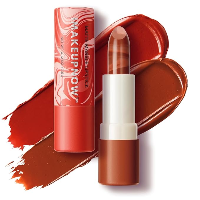 2PCS Marbled Matte Lip Stick Makeup - Velvety Finish | Naked-lip Feel, Full Coverage, D002+D004