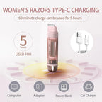 Bikini Trimmer for Women, Waterproof Electric Bikini Shaver Cordless Recharge Razors for Women for Leg Bikini Area Face Armpit & Body Trimming, Ideal Gifts for Ladies - Pink