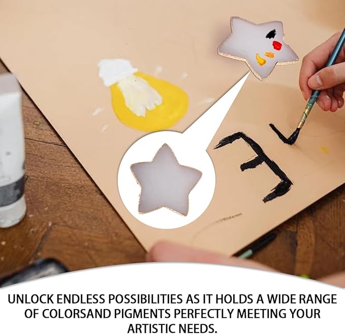 Nail Polish Palette, 2Pcs Resin Nail Art Palette, Nail Painting Mixed Color Palettes, Gold Edge Makeup Mixing Tray, Nail Supplies For Nail Techs, Nail Art Display Board(Star)