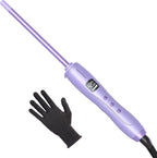 Wavytalk 3/8 Inch Small Curling Iron, Curling Wand for Short & Long Hair, Ceramic Small Barrel Curling Iron with Adjustable Temperature, Include Heat Resistant Glove (Purple)