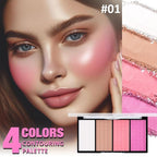Matte Powder Blush Palette, 4 Colors Face Palette with White Highlighter, Brown Contour, Pink & Rose Pink Blush for Cheeks, Natural Lasting Makeup Palett for Women, Blus and Highlighter Pallet