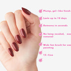 Olive & June Long Lasting Nail Polish | Plump Gel-Like Finish No Lamp Needed | Lasts up to 10 days | Salon-Quality Color at Home | 15-Free, Vegan & Cruelty-Free Chip-Resistant | Cozy Up | Brick Red