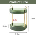 360 Rotating Makeup Organizer for Vanity,2 Tier Large Capacity Skincare Organizers,Bathroom Counter Organizer, Spinning Perfume Organizer & Vanity Organizer (Green-2 Tier)