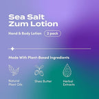 Zum Indigo Wild Hand & Body Lotion - Natural Hand Lotion for Dry Hands - Body Lotion for Women & Men - Body Moisturizers Include Shea Butter, Jojoba Oil & More - Sea Salt Scent - 6 fl oz (2 Pack)