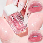 Fruit Pearlescent Plumping Lip Oil, Lip CarePearl & Shimmer Mini Lip Gloss Kit, Lip Care Hydrating Lip Gloss Tinted Lip Balm, Long Lasting & Nourishing Lip Glow Oil, Non-sticky Fresh Texture (Peach)