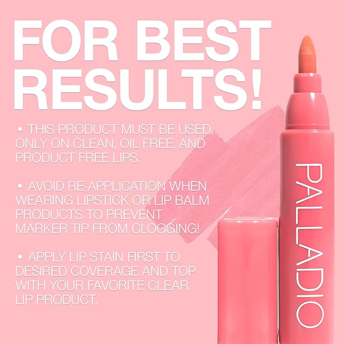 Palladio Lip Stain, Hydrating and Waterproof Formula, Matte Color Look, Longlasting All Day Wear Lip Color, Smudge Proof Natural Finish, Precise Chisel Tip Marker, Orchid