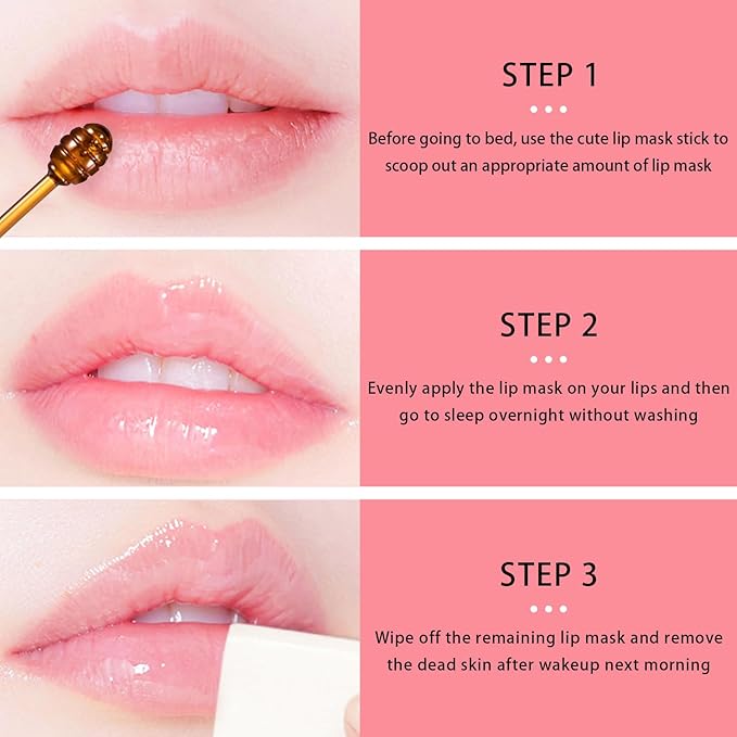 3 Pcs Bee Lip Balm Honey (Honey+Strawberry+Watermelon)