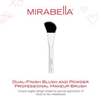 Mirabella Dual Finish Blush & Powder Brush – Angled Vegan Makeup Brush for Cheeks, Super-Soft Synthetic Bristles, Weighted Aluminum Handle, Cruelty-Free, Professional Quality