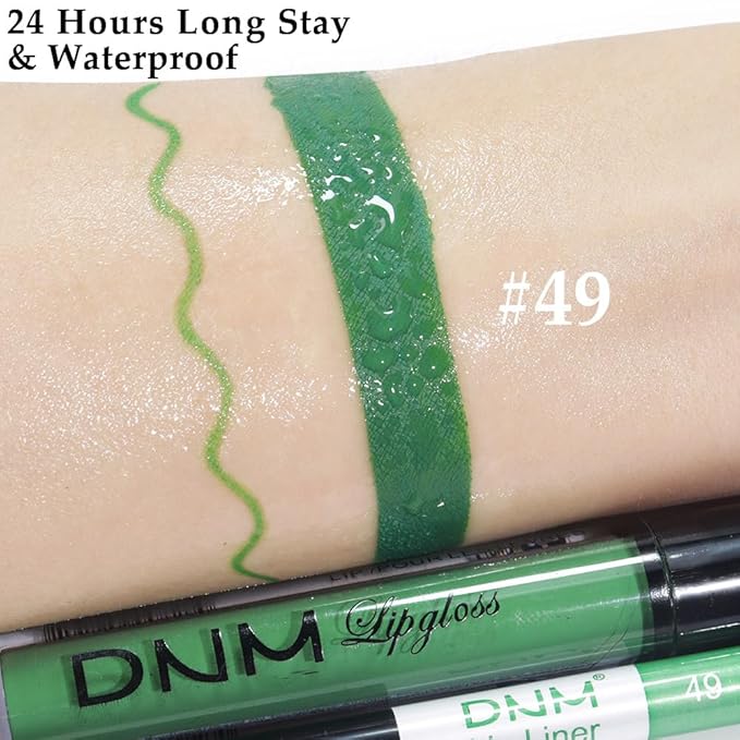 evpct 2Pcs Light Festival Green Matte Liquid Lipstick Lip Gloss Stain and Retractable Lip Liner Makeup Set for Women Long Lasting Waterproof 24 Hours Lipstick labial mate larga duracion 24 49#