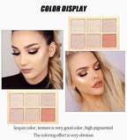 6 Colors Highlighter Makeup Face Palette, Shiny Glow Highlighter Shimmer Metallic Palette Professional Face Contouring Blemish Pallet, Natural Shiny Makeup Face Glitter Blush Cheeks Pallet Contour Illuminator Makeup Highlight Powder for Women