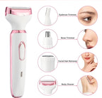 4-in-1 Electric Razor for Women - Rechargeable Painless Body & Facial Hair Remover, Bikini Trimmer for Legs, Underarm & Face, Portable Women's Shaver Set with Smooth Glide Technology