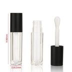 COSIDEA 24 pcs Empty 5ml big brush lip gloss tube black round lipgloss tubes container with big doe foot wand cosmetic packing containers