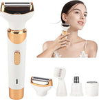Electric Razor for Womens Men,Cordless Ladies Electric Shaver,4 in 1 Painless Wet & Dry Waterproof Body Razor and Facial Hair Remover,Rechargeable Hair Removal Kit for Bikini Underarm Hairs (White)