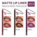 evpct 3Pcs Dark Mauve Coconut Brown Purple Matte Long Lasting Wear Lip Liner Pencils Makeup Set for Shaping & Sculpting Lips, No Transfer Waterproof Lip Liner Crayon lipliners Lipstick Pencil 5+6+22