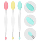 Unaone Lip Scrub Brush - 3 PCS Dual-ended Lip Scrubber Exfoliator and Silicone Lip Brush, 2-in-1 Silicone Lip Scrub Tool Lip Mask Applicator, Gentle Exfoliator & Applicator for Soft