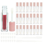 COSIDEA 24 pcs Empty 5ml big brush lip gloss tube Pink round lipgloss tubes container with big doe foot wand cosmetic packing containers