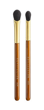 CM 170 & 171 Desert Oak Series Thumb Eyeshadow Brush DUO Set - Large & Small, Curved Finger Contour for Lid & Crease, Premium Goat Hair & Bubinga Handle, Perfect Pair for Blending, Shimmer & Detail