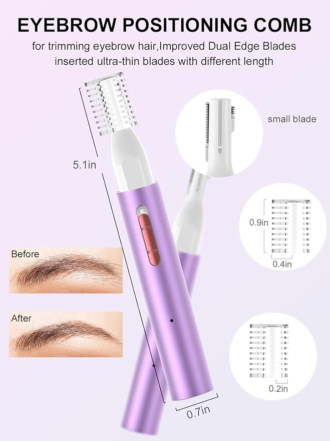 AHHFEI Rechargeable 5 in 1 Ear and Nose Hair Trimmer for Women, 2025 Professional Painless Eyebrow & Facial Hair Trimmer with Powerful Motor and Dual-Edge Blades Easy Cleansing