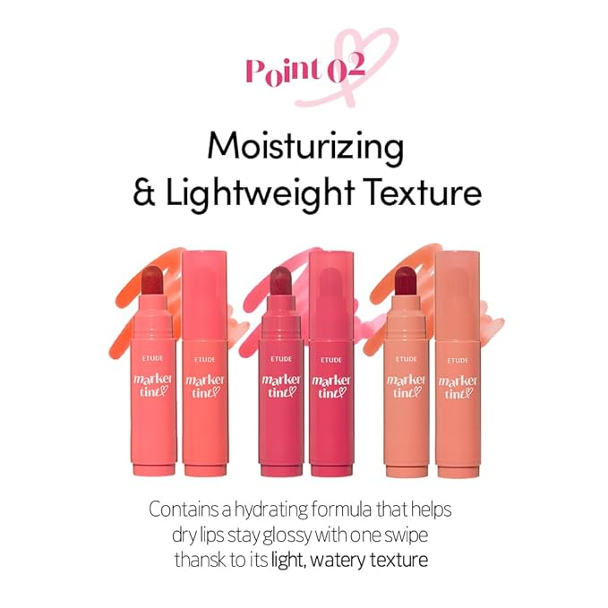 ETUDE Dear Darling Marker Tint #7 Peach Apricot (5g) | Hydrating & Long Lasting Lip Stain | High Pigmented Lip Maker with Easy Drawing Tip | Korean Daily Lip Tint, Korean Makeup, Kbeauty