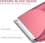 OLOV Electric Body Hair Trimmer - Groin Trimmer for Men - Bikini Trimmer Women - Wet/Dry Shaver Groomer, Replaceable Ceramic Blade Heads, USB Recharge Dock, Waterproof Hygiene Razor, Red