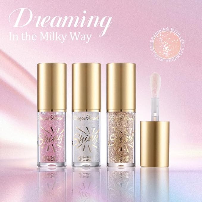 Glitter Lip Oil,Hydrating Tinted Lip Balm,Clear Glitter Lip Glitter