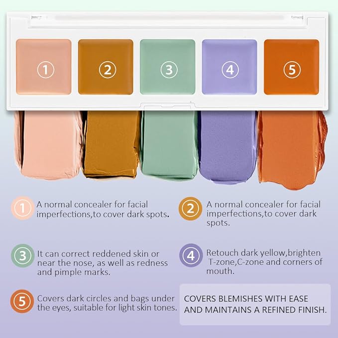 5 Colors Magic Touch Correcting Concealer Palette for 1 Count)