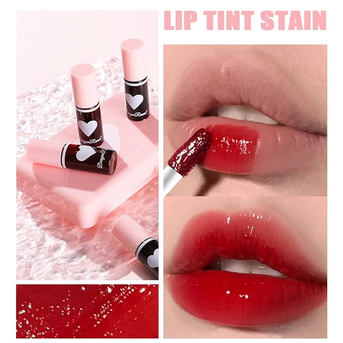 Miniling 6 Colors Lip Tint Stain Set，Korean Gloss Plumping Mini Liquid Lipstick，Multi-use and Cheek Tint，Long lasting Non-Stick Cup Waterproof, High Pigment, Vivid Color, Makeup, 1.0 Count