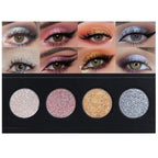 4 Colors Highlight Silver Gold Eyeshadow Palette, SHANY Cosmetics Shimmer Eyeshadow Palette, Cruelty-Free and Vegan Formula, Glitter Shimmer Eyeshadow for Professional Makeup