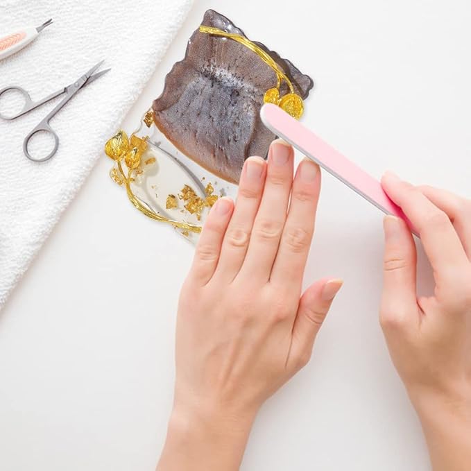 Resin Nail Art Palette, Nail Art Painting Palettes with Nail Palette Stirring Rod Gold Edge Nail Holder Nail Art Display Board Fashion Delicate Nail Tool Accessories, Type 1