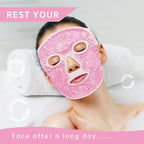 Ice Face Mask Reusable and Cold Gel Eye Mask for Puffiness/Dark Circles/Eye Bags/Dry Eyes/Headaches/Migraines/Stress Relief,Ice Pack for Eyes & Face (Pink)