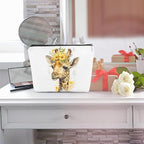 Floral giraffe elephant cosmetic bag