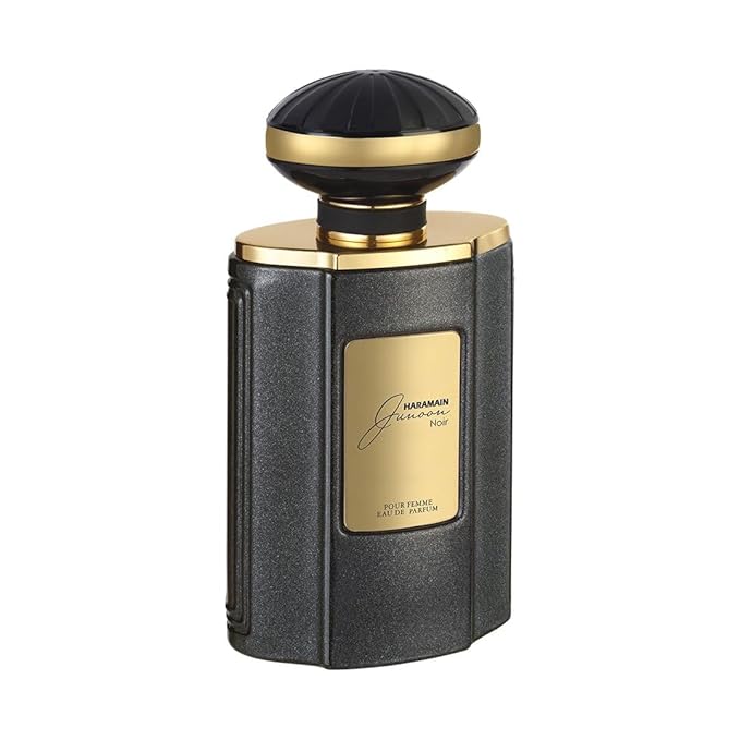 Al Haramain Junoon Noir - Arabian Perfume for Women - Floral Fragrance with Notes of Kumquat, Lime, Jasmine, Vanilla, Musk, Cedar - Arabic Long Lasting Femme Scent - Eau de Parfum - 2.5 oz EDP Spray