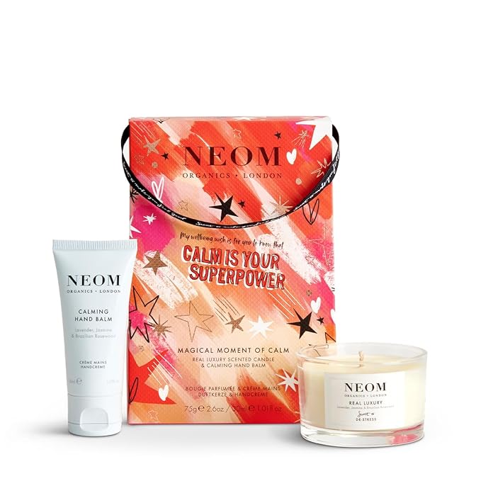 Neom- Magical Moment of Calm Gift Set | Real Luxury Travel Candle & Calming Hand Balm, 30ml | Scent to De Stress | Christmas Gift