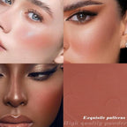 Single Matte Cheeks Face Cream powder Blush Makeup Palette, Bronze Brown Singles Blushes for Older Women, Monochrome Highly Pigmented Daily Evening Girls Blush Gift, Rubor en Polvo, 06