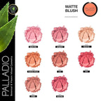 Palladio Matte Blush, Brushes onto Cheeks Smoothly, Soft Matte Look and Even Finish, Flawless Velvety Coverage, Effortless Blending Makeup, Flatters the Face, Convenient Compact, Chic