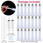 50PCS Lip Gloss Tubes 15ml Silver Cap Lip Gloss Containers Empty Lip Balm Tubes Refillable Cosmetic Squeeze Lipgloss Tubes + 2 x 20ml Syringes Tag Labels Stickers for DIY Lip Gloss Base Glitter