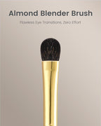 Desert Oak Series Low-Profile Oval Eyeshadow Brush - Gentle Curve for Controlled Blending, Squirrel & Goat Hybrid Bristles (CM 173)